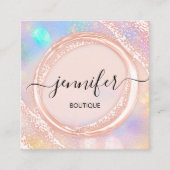 Berufliche Boutique Shop Schönheit Rose Holographi Quadratische Visitenkarte (Vorderseite)