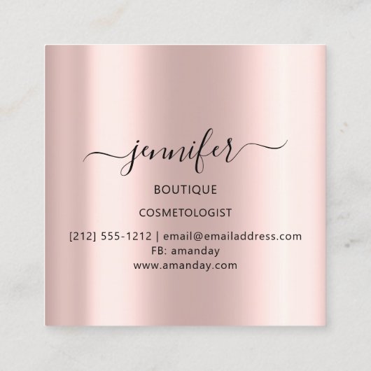 Berufliche Boutique Shop Tropfen Rosa Vip Quadratische Visitenkarte (Rückseite)