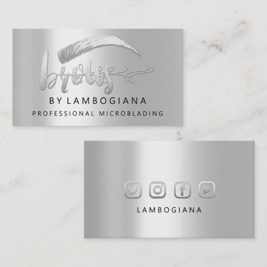 Berufliche Brows SilverGray Logo Social Media FB Visitenkarte (Vorne/Hinten)