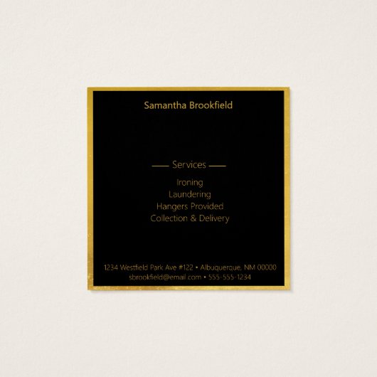 Berufliche Bügeldienste Black Gold Square (Rückseite)