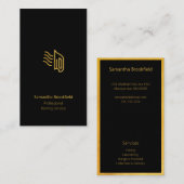 Berufliche Bügelservice Schwarzes Gold elegant Visitenkarte (Vorne/Hinten)