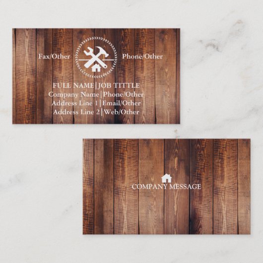 Berufliche Buildwerkzeuge für Tischlerwerkzeuge Visitenkarte (Vorne/Hinten)