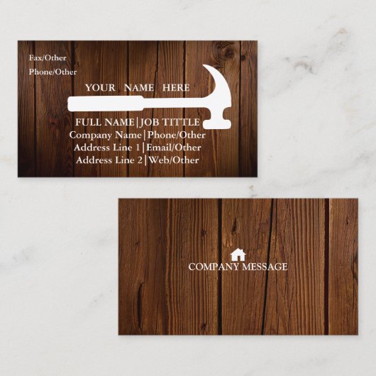 Berufliche Buildwerkzeuge für Tischlerwerkzeuge Visitenkarte (Vorne/Hinten)