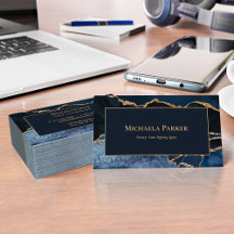 Berufliche Business Card für Navy Blue Gold Agate