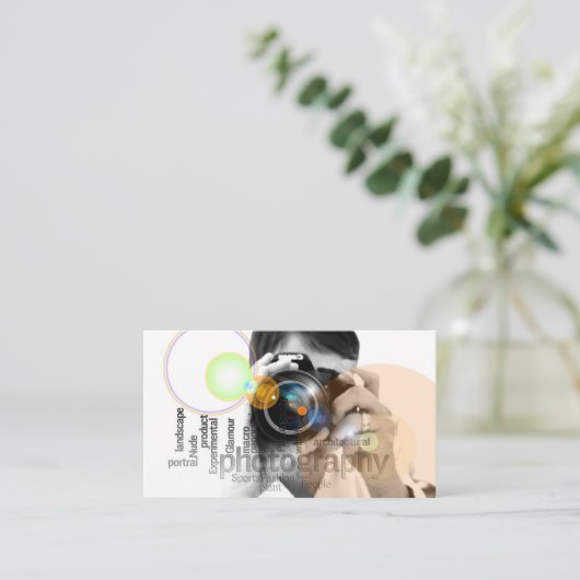 Berufliche Camera Lens Sucher Fotografie Visitenkarte (Stehend Vorderseite)