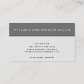 Berufliche Carpentry Tools Vintag Grau Visitenkarte (Rückseite)