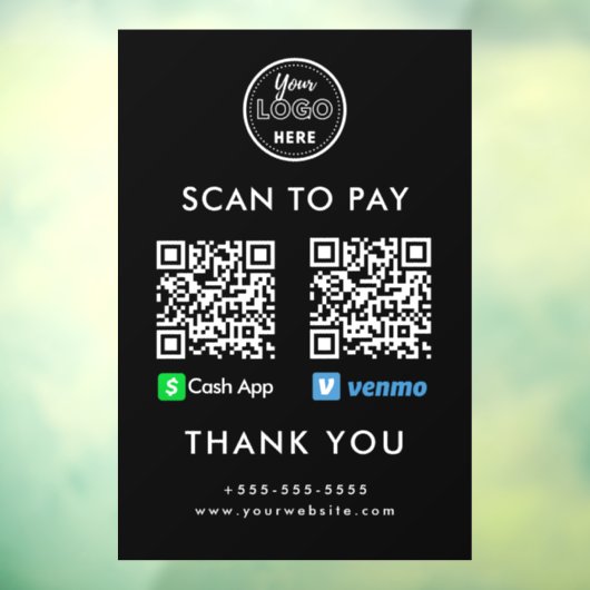 Berufliche Cash App Venmo QR-Code Scan zu bezahlen Fensteraufkleber (Blatt 3)