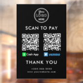 Berufliche Cash App Venmo QR-Code Scan zu bezahlen Fensteraufkleber (Blatt 2)