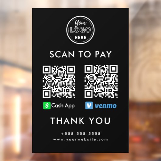 Berufliche Cash App Venmo QR-Code Scan zu bezahlen Fensteraufkleber (Blatt 2)