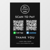 Berufliche Cash App Venmo QR-Code Scan zu bezahlen Fensteraufkleber (Blatt)