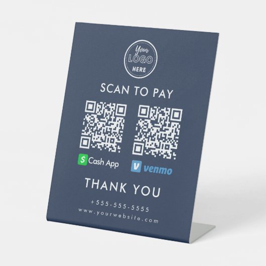 Berufliche Cash App Venmo QR-Code Scan zu bezahlen Sockelschild (Vorderseite)