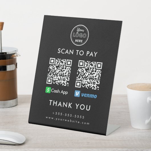 Berufliche Cash App Venmo QR-Code Scan zu bezahlen Sockelschild (In SItu)