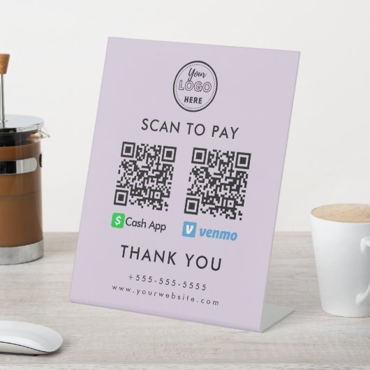 Berufliche Cash App Venmo QR-Code Scan zu bezahlen Sockelschild (In SItu)