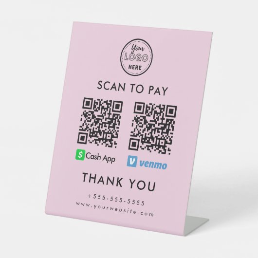 Berufliche Cash App Venmo QR-Code Scan zu bezahlen Sockelschild (Vorderseite)