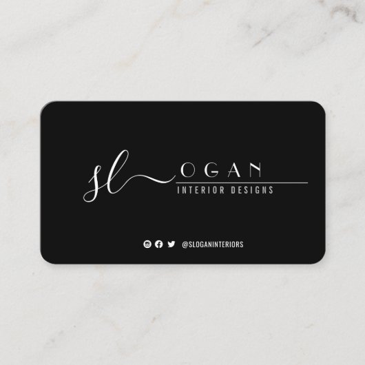 Berufliche Chic-Signatur Schwarz/Weiß Visitenkarte (Vorderseite)