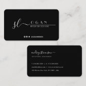 Berufliche Chic-Signatur Schwarz/Weiß Visitenkarte (Vorne/Hinten)