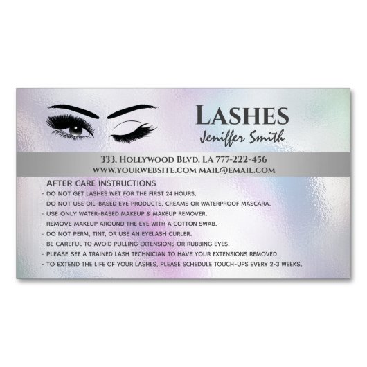 Berufliche chische holografische Lashes Magnetische Visitenkarte (Vorderseite)