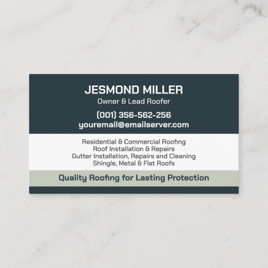 Berufliche Dachdienstleistungen - Roofer Visitenkarte (Rückseite)