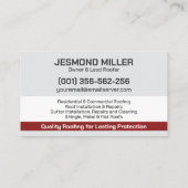 Berufliche Dachdienstleistungen - Roofer Visitenkarte (Rückseite)