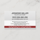 Berufliche Dachdienstleistungen - Roofer Visitenkarte (Rückseite)