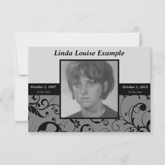 berufliche Damast-Gedenkkarte Einladung (Vorderseite)