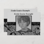 berufliche Damast-Gedenkkarte Einladung (Vorne/Hinten)