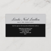 berufliche Damast-Gedenkkarte Visitenkarte (Rückseite)