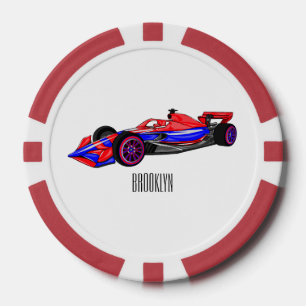 Berufliche Darstellung des Cartoon von Rennfahrzeu Pokerchips