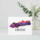 Berufliche Darstellung des Cartoon von Rennfahrzeu Postkarte (Stehend Vorderseite)