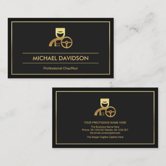 Berufliche Dual Grau Shades Gold Frame Chauffeur Visitenkarte (Vorne/Hinten)