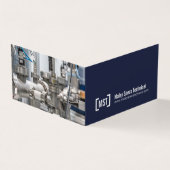 Berufliche dunkelblaue und des Weiß zwei Fotos Visitenkarten (Vorderseite)