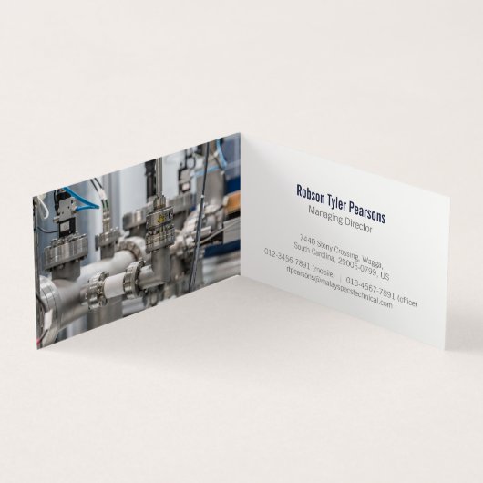 Berufliche dunkelblaue und des Weiß zwei Fotos Visitenkarten (Innenseite)