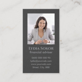 Berufliche Dunkelgraue Visitenkarte mit Foto