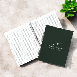 Berufliche dunkelgrüne Monogramm-Initiative Notizblock