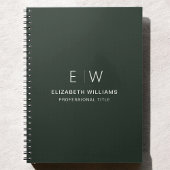 Berufliche dunkelgrüne Monogramm-Initiative Notizblock