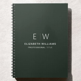 Berufliche dunkelgrüne Monogramm-Initiative Notizblock