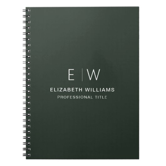 Berufliche dunkelgrüne Monogramm-Initiative Notizblock (Vorderseite)
