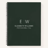 Berufliche dunkelgrüne Monogramm-Initiative Notizblock (Vorderseite)