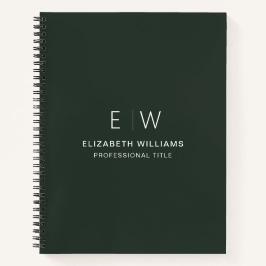 Berufliche dunkelgrüne Monogramm-Initiative Notizblock (Vorderseite)