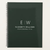 Berufliche dunkelgrüne Monogramm-Initiative Planer (Vorderseite)