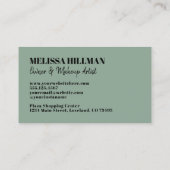 Berufliche Einfach-Sage-Grüne Monogramm Visitenkarte (Rückseite)