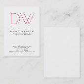 Berufliche einfache Chic Monogram Red White Modern Visitenkarte (Vorne/Hinten)