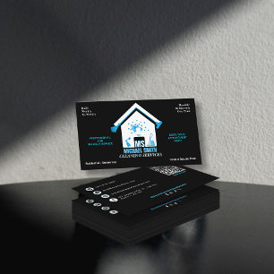 Berufliche, einfache Logoreinigung Black Visitenkarte