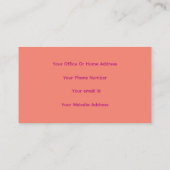 Berufliche einfache Minimal Orange Pink Custom Visitenkarte (Rückseite)