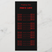 Berufliche, einfache, moderne Neonrot-Preisliste Menükarte (Vorderseite)