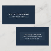 Berufliche einfache Navy Blue Business Card Visitenkarte (Vorne/Hinten)