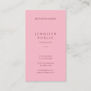 Berufliche einfache Schablonen-elegantes rosa Visitenkarte