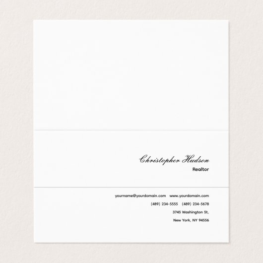 Berufliche, einfache Schlichte Echtheitssignatur Visitenkarten (Außenseite Aufgefaltet)