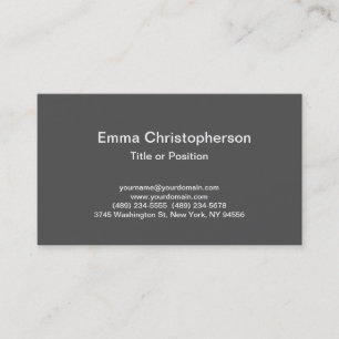 Berufliche, einfache Schlichte Moderne Stilgrau Visitenkarte