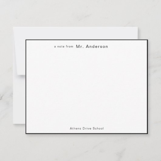 Berufliche Einfache Schwarzgrenzlehrer Mitteilungskarte (Vorderseite)